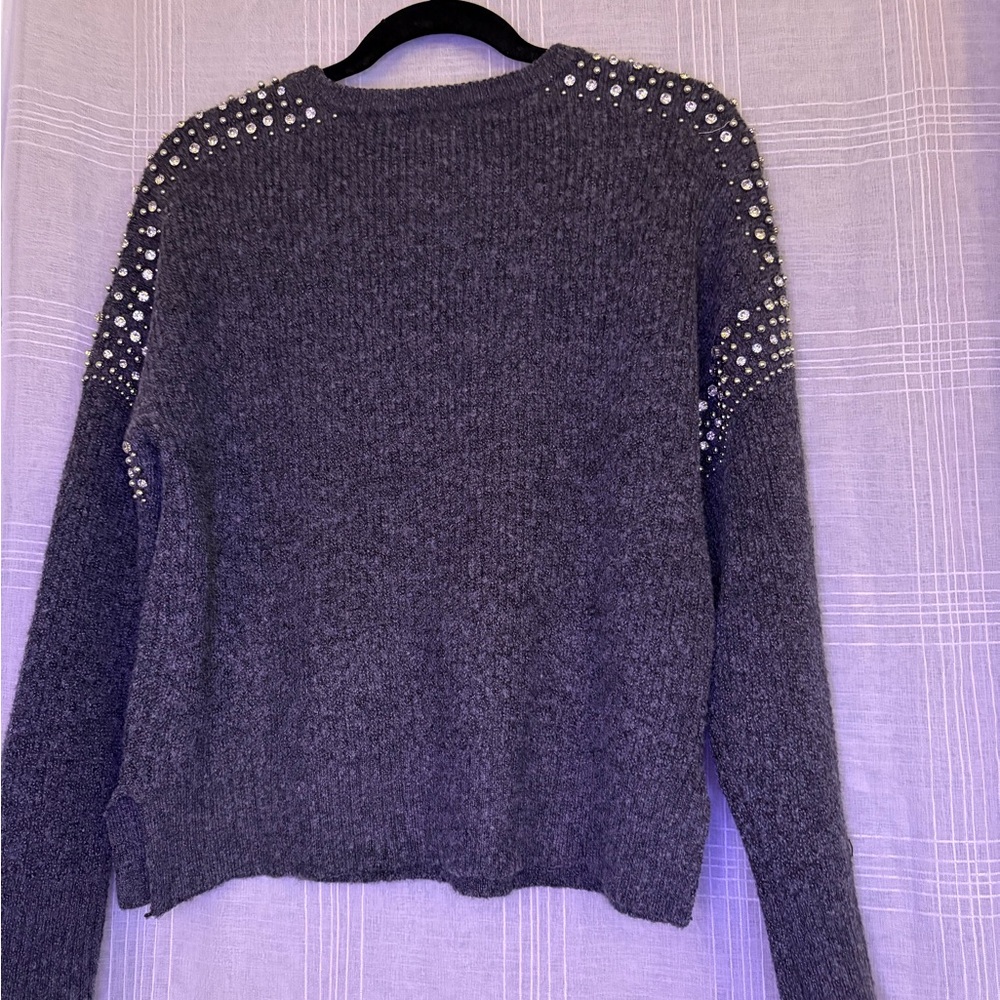 Gray Sweater with Embellishments